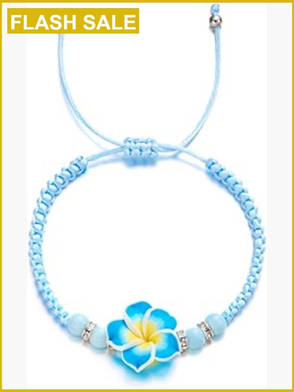 Handmade Braided Bracelet with Flower Charm Boho Beach Jewelry